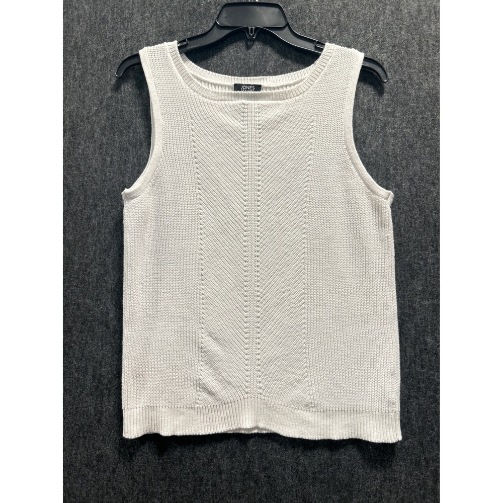 Jones New York Knit Tank Top Womens Medium White Cotton Fall Layering Office